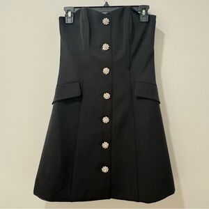 NWT BCBG Black Strapless Dress with Embellished Buttons, size 6